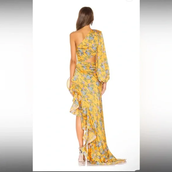 Bronx and Banco Dresses Yellow Ruffle One Shoulder Bronx And